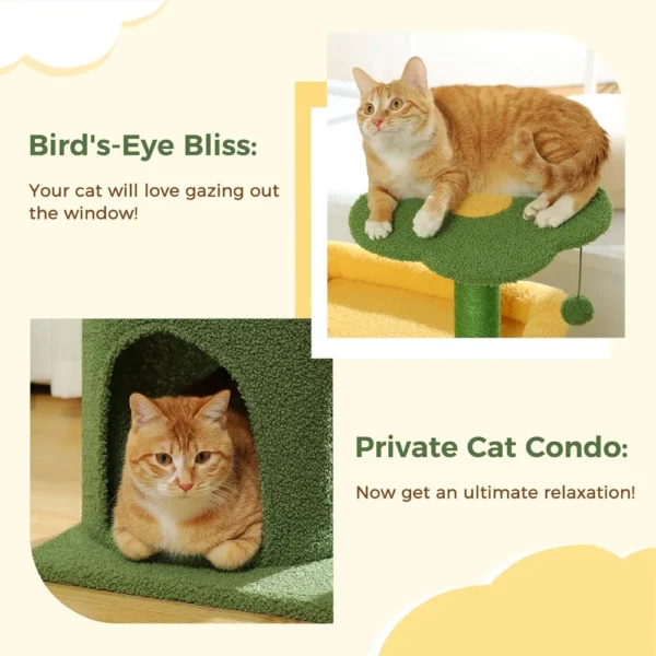 10006 Close-up of sisal rope scratching post and plush condo material on cactus cat tree