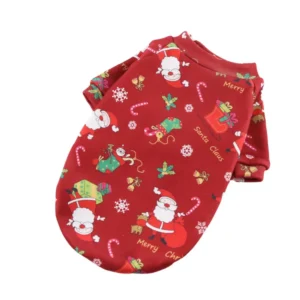 10006 Close-up of soft fleece lining and holiday print on Christmas dog sweatshirt – warm and comfortable material
