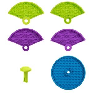 10006 Close-up of rotating layers on pet slow feeder bowl showing anti-gulping design