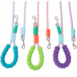 Tangle-free dual dog leash in use, walking two dogs comfortably side by side