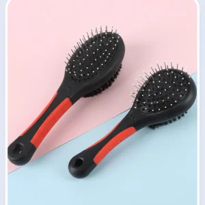 10006 Pet owner brushing dog with 2-in-1 double-sided pet brush