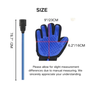 10007 Measurement details of adjustable pet grooming glove – fits most hand sizes for professional use