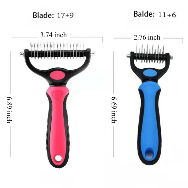 10007 Pet dematting comb size chart – length, comb teeth dimensions, and handle size for wholesale buyers