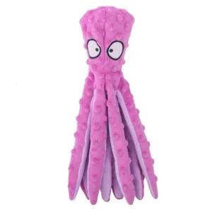 10007 Red plush octopus dog toy with squeaker for small-batch wholesale