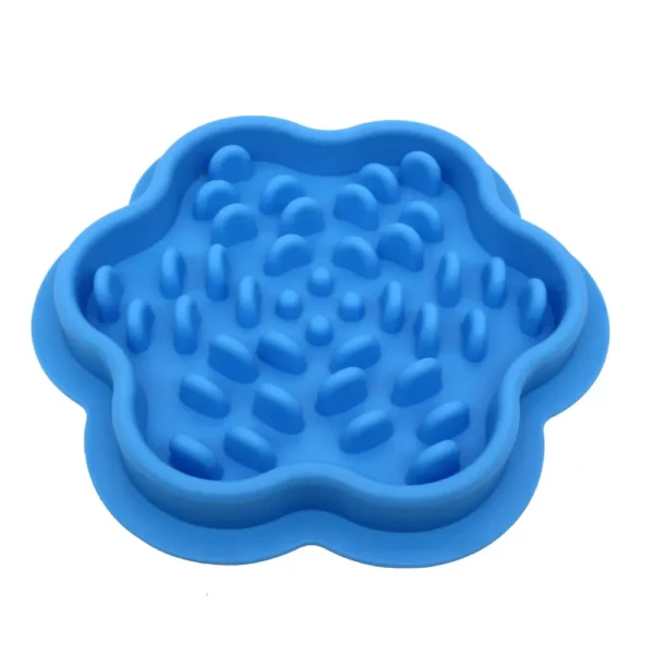 10007 Anti-choking silicone slow feeder pet bowl in blue color