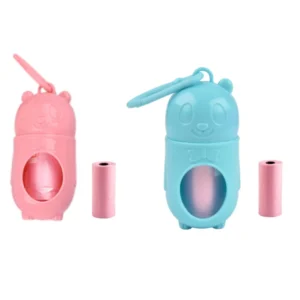 Bear-Shaped Dog Poop Bag Holder with Clip, Includes 2 Rolls Waste Bags (MOQ 36)
