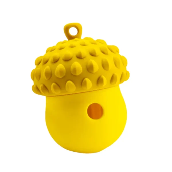 10007 Yellow berry-shaped silicone treat dispensing dog toy