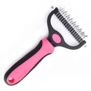 10008 Pink stainless steel pet dematting comb for cats and large dogs – wholesale pet grooming comb