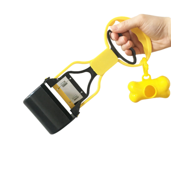 10008 Dog Poop Scooper with Bone-Shaped Dispenser –Yellow