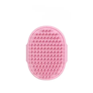 Pink de-shedding massage pet bath brush for dogs and cats