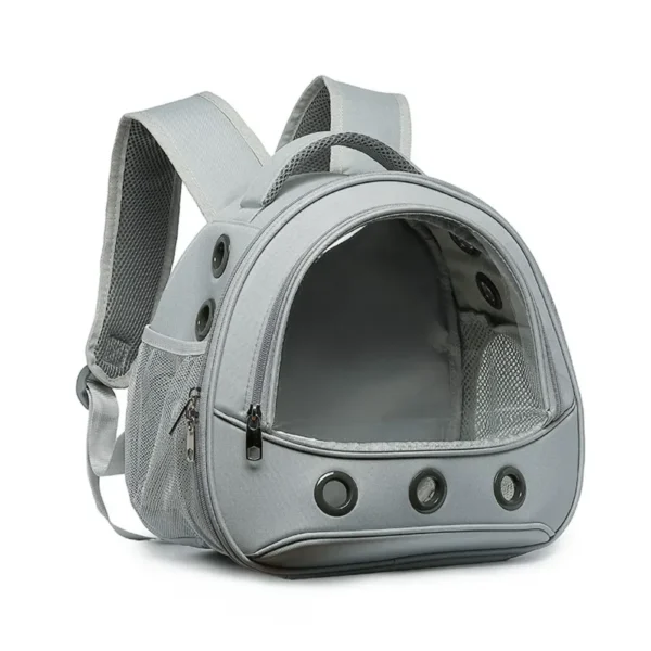 10008 Transparent grey pet backpack carrier for parrots, hamsters, and rabbits
