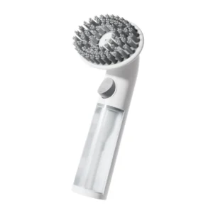 10008 Grey silicone dog and cat bath massager brush with ergonomic grip