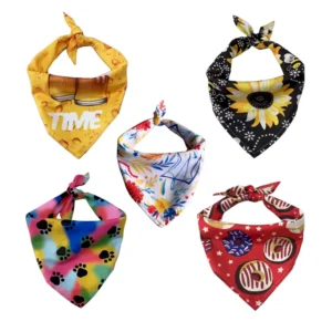 Wholesale Summer Pet Bandanas – Polyester Printed Dog & Cat Scarves for Beach & Travel