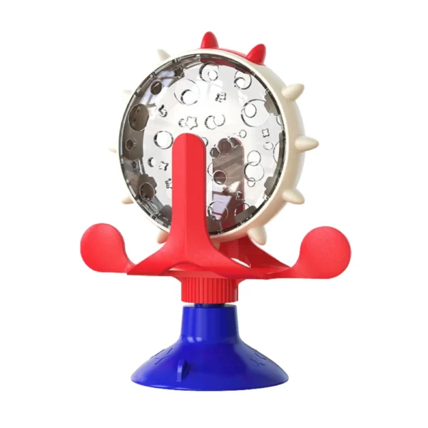 10009 Red cat treat dispenser toy with suction cup and rotating design