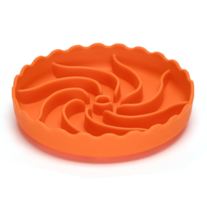 10009 Orange silicone slow-feeding dog bowl with stable suction base
