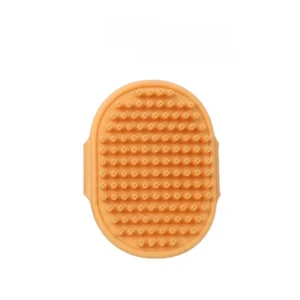 Orange de-shedding massage pet bath brush for dogs and cats