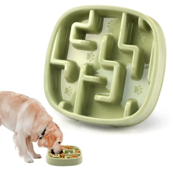 10010 Green anti-slip square slow feeder feeding bowl