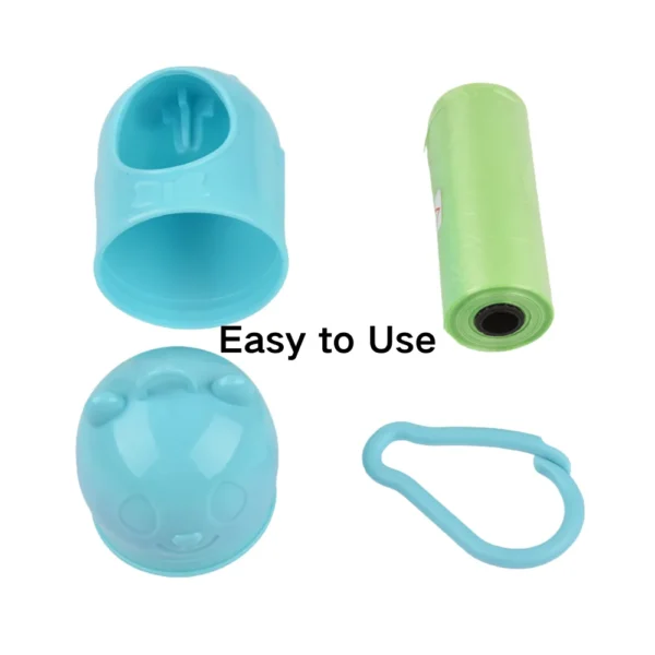 10010 Close-up of cute bear-shaped dog poop bag dispenser with secure clip