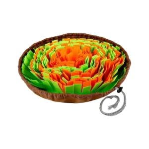 IQ training pet snuffle mat in orange green – enrichment toy for cats and dogs