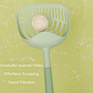 Cat litter scoop with long handle used for cleaning cat litter box