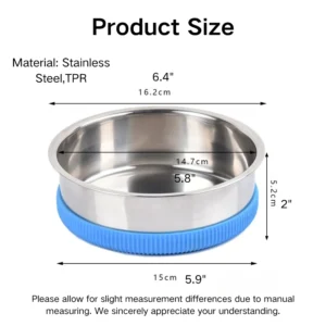 10001 Size chart of stainless steel pet bowl with detachable base for wholesale buyers