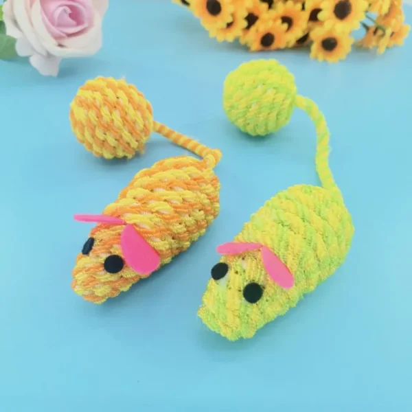 10001 Colorful mouse cat toy with rustling sound and durable woven texture
