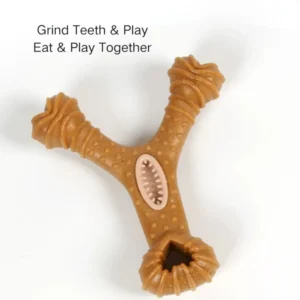 Wood-infused chew toy promoting dental health and reducing plaqu
