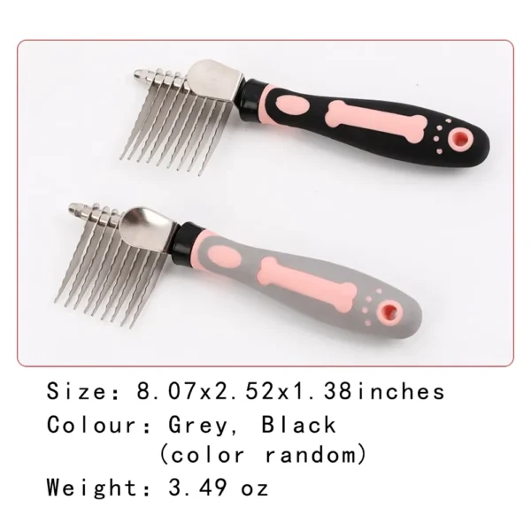 10001 Size specifications of stainless steel pet dematting comb for dogs and cats