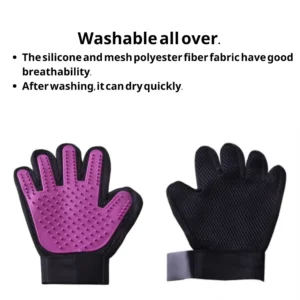 Pet grooming glove in action – bathing, massaging, and removing loose fur