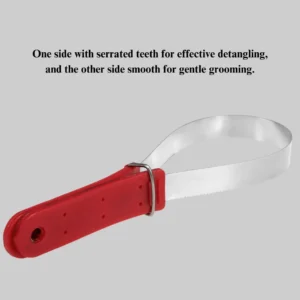 Horse grooming tool in use for coat shedding and care