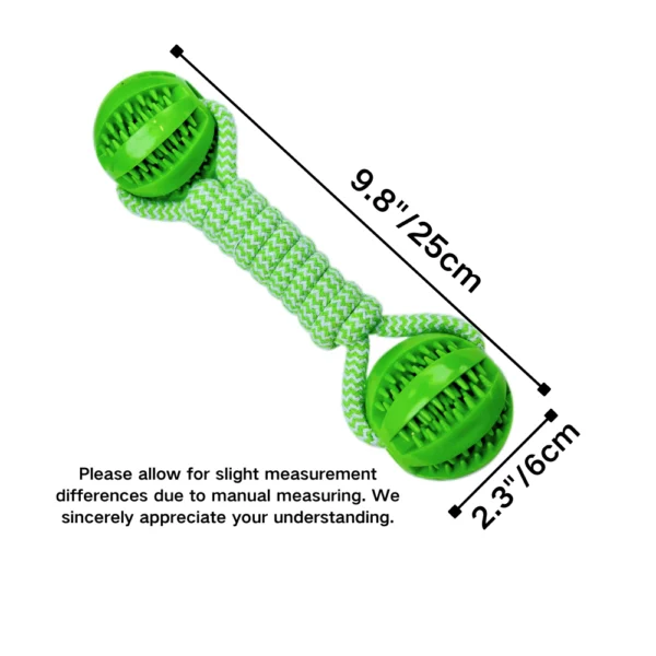 10002 Size comparison chart of TPR dog ball with cotton rope for different breeds