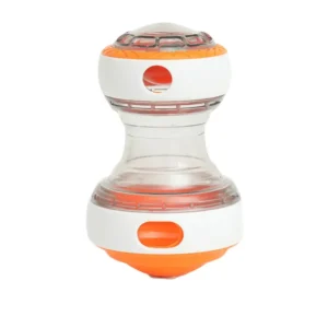 Interactive dog snack dispenser toy in orange