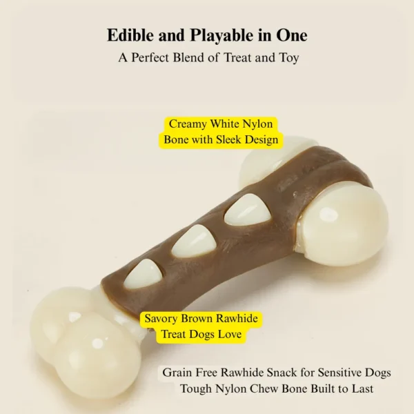 10002 Close-up of dog paw bone chew toy showing durable non-toxic material