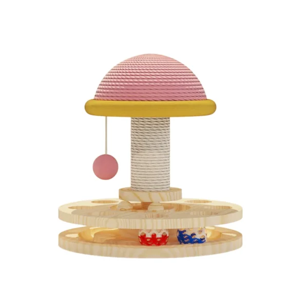 10002 M size 2-in-1 cat scratching post with interactive track balls for wholesale pet supplies