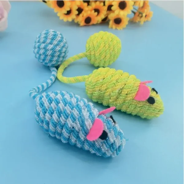 10003 Colorful mouse cat toy with rustling sound and durable woven texture