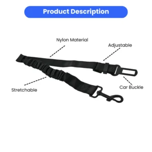 Close-up of Adjustable Dog Car Seat Belt Buckle and Durable Clip