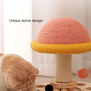 10003 Interactive cat scratching post showing scratching area and ball track play function