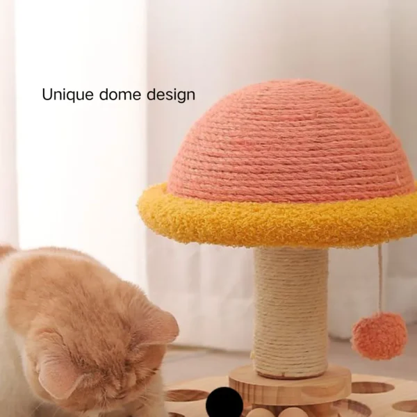 10003 Interactive cat scratching post showing scratching area and ball track play function