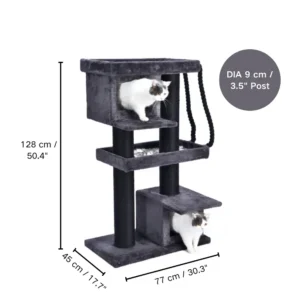 Dimensions chart of wholesale large cat tree tower with condo and posts