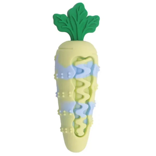 10004 Green silicone carrot dog chew toy with squeaker