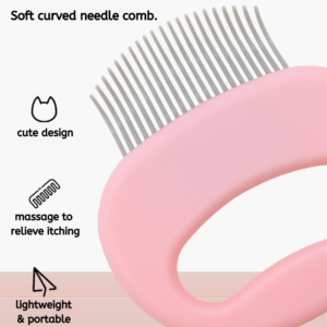 Close-up of pet grooming comb stainless steel needles for effective shedding and detangling