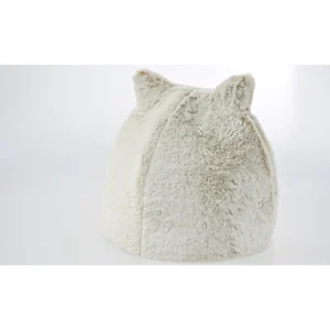 Close-up of soft plush fabric and interior cushion of cat cave bed, wholesale pet supplies.