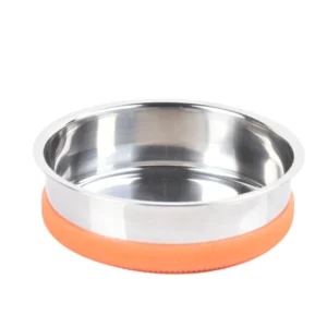 10005 Stainless steel pet bowl with detachable orange anti-slip base