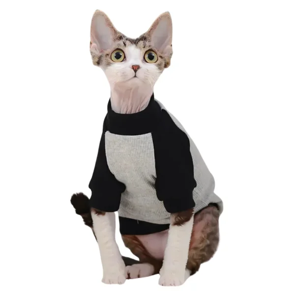 Wholesale cotton cat sweatshirt in black and grey – bulk pet apparel for pet shops and retailers