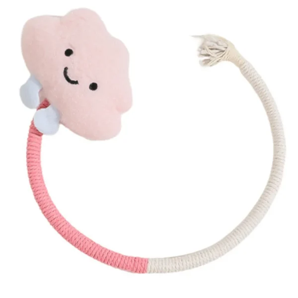 10005 Pink plush chew rope toy for cats