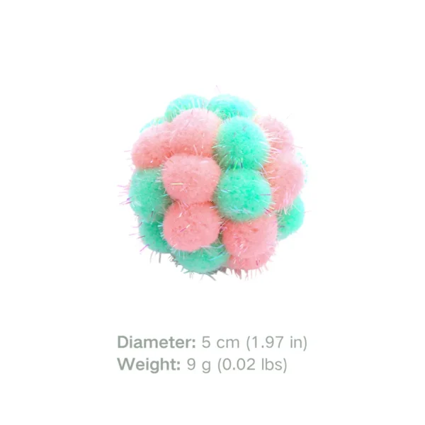 10005 Size chart of 3-pack glitter interactive cat toy balls with bell