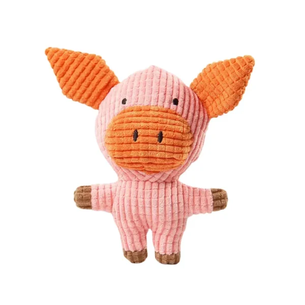 Wholesale plush pig dog toy in pink, soft squeaky chew toy for puppies