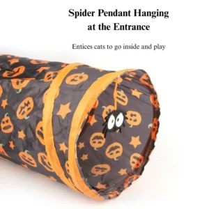 10005 Cat playing and hiding inside collapsible Halloween pet tunnel