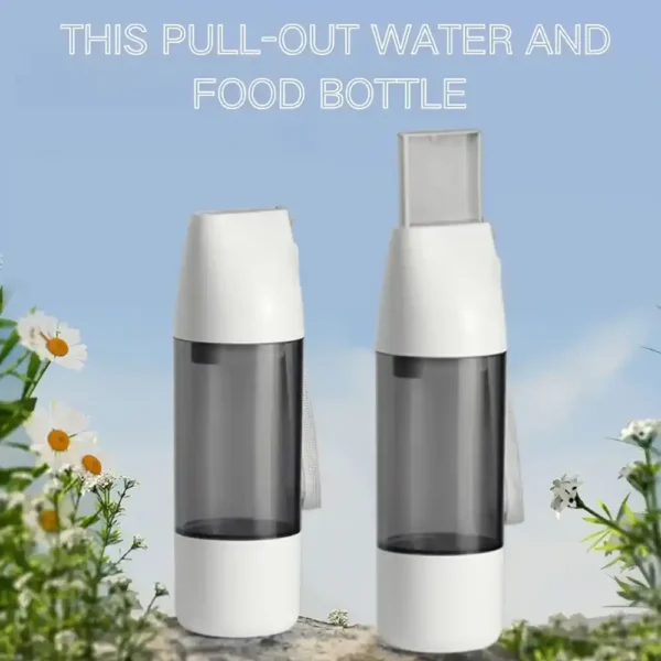 10006 BPA-free pet water bottle with foldable drinking bowl design