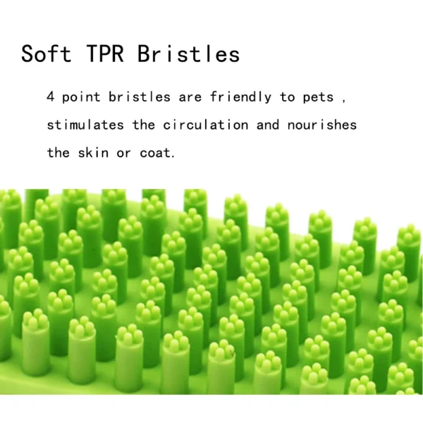 10006 lose-up of silicone bristles on green pet grooming bath brush